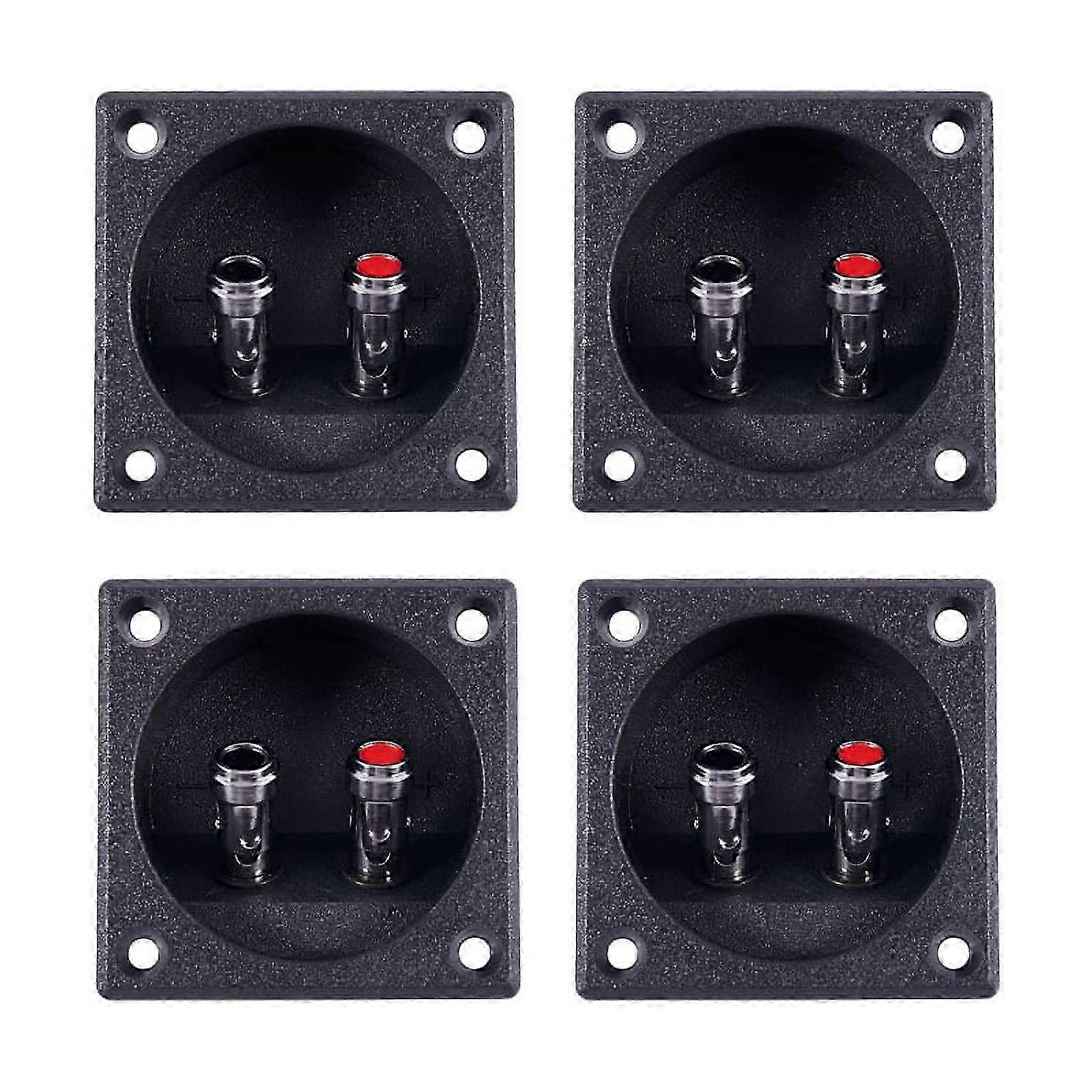 25-26 4X Square Shape Double Binding Post Type Speaker Box Terminal Cup Black