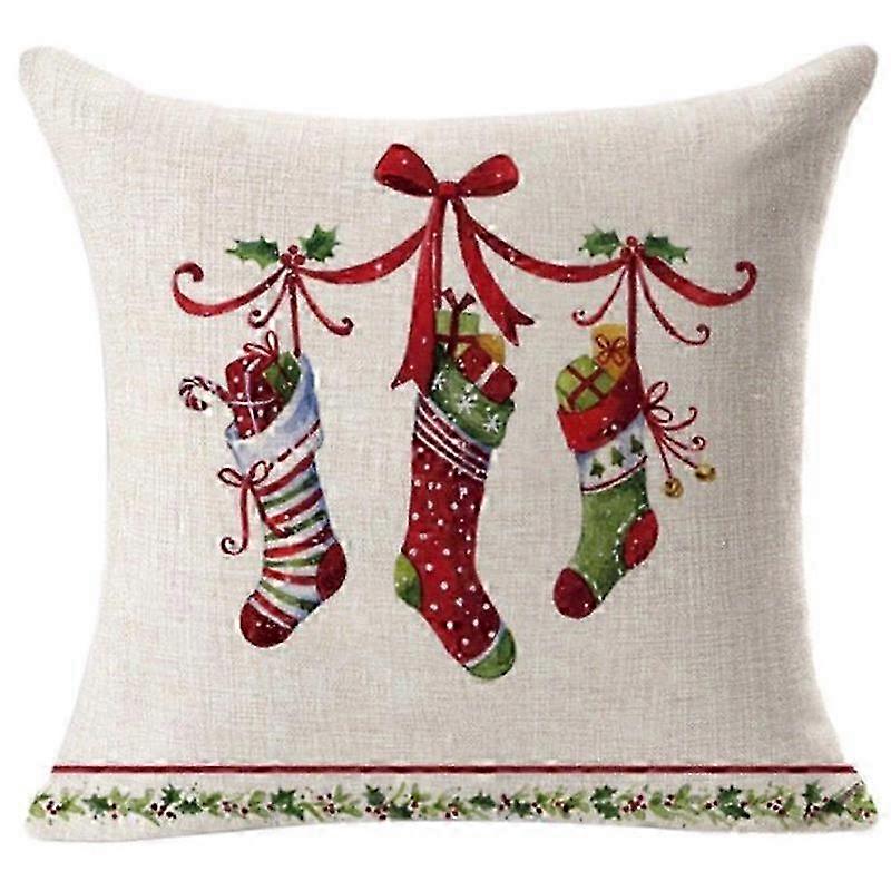 2025 Square Christmas Socks pattern Cushion Cover
