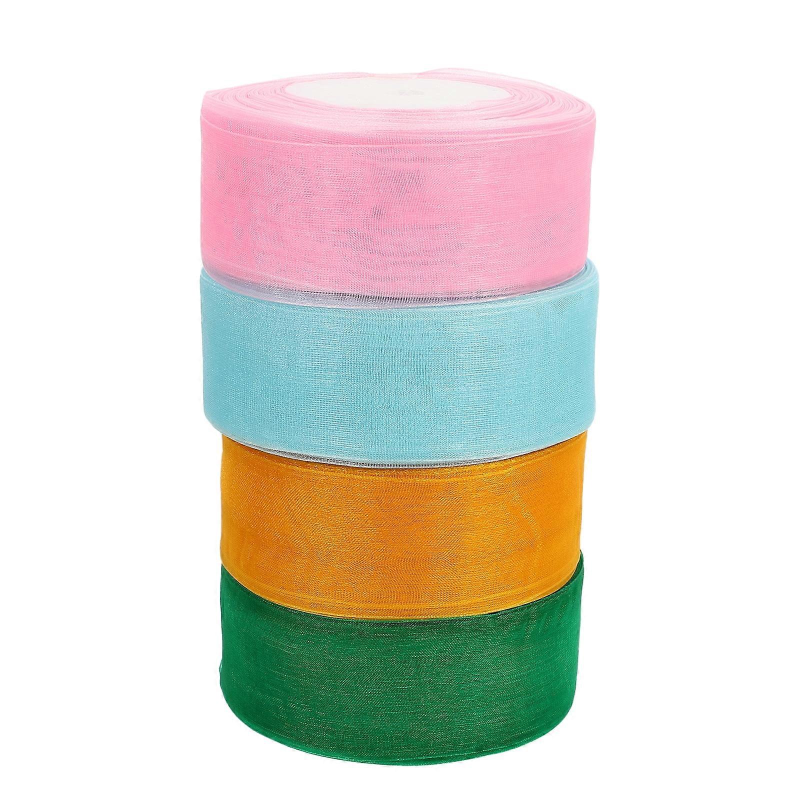 4 Rolls Chiffon Organza Ribbon DIY Crafts Shimmer Sheer Wrapping Ribbon