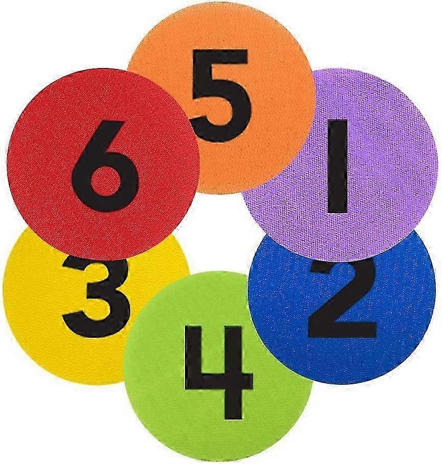 Carpet Dot Marker 6 Color Nylon Carpet Dot Sitting Marker Floor Dot Carpet Marker Circle Marker Dot with Numbers 1 to 36 For Kindergarten Pr