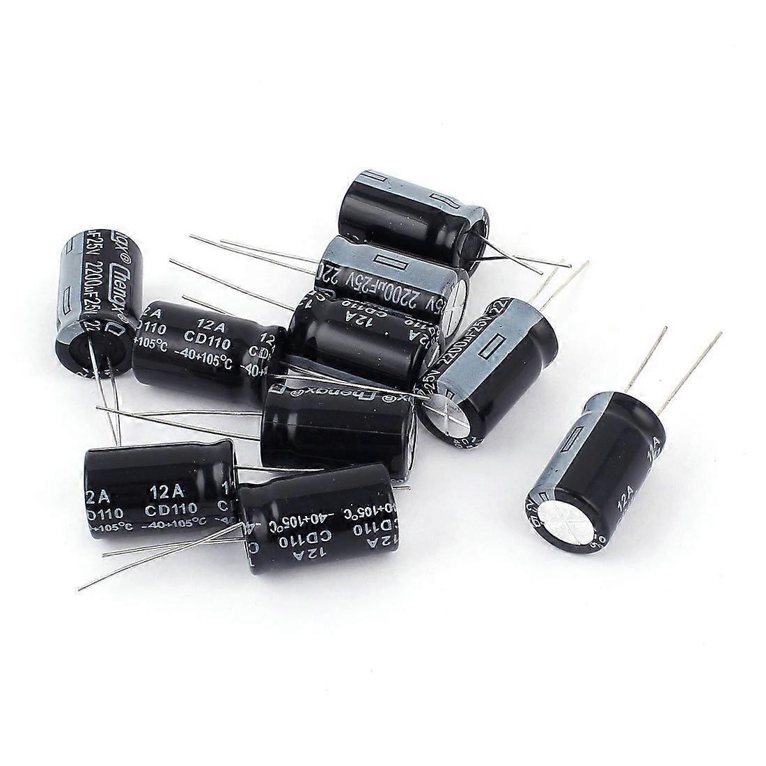 10Pcs 25V 2200UF Through Hole Electrolytic Capacitor 13x20mm