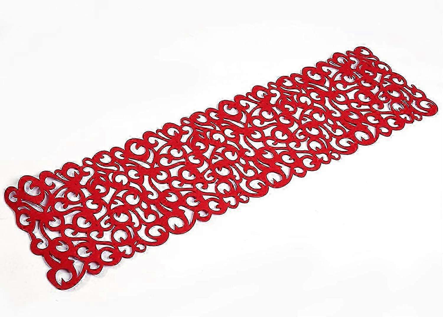 25-26 Tablecloth Runner, 7 Colors Rectangle Shape Felt Tablecloth Table Runner Placemats Table Mat Home Decorations New(red)
