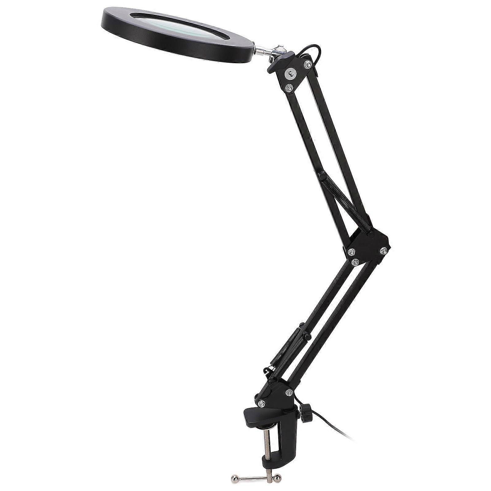 5X Magnifying Glass with LED Light Flexible Arm 10 Level Brightness 3 Colors Workbench Light with Clip