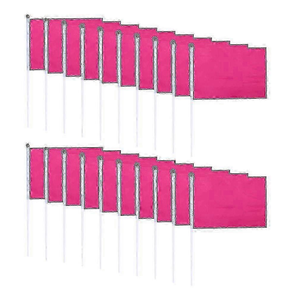 Party celebration flags for events - 100pcs handheld square solid color flags (red)