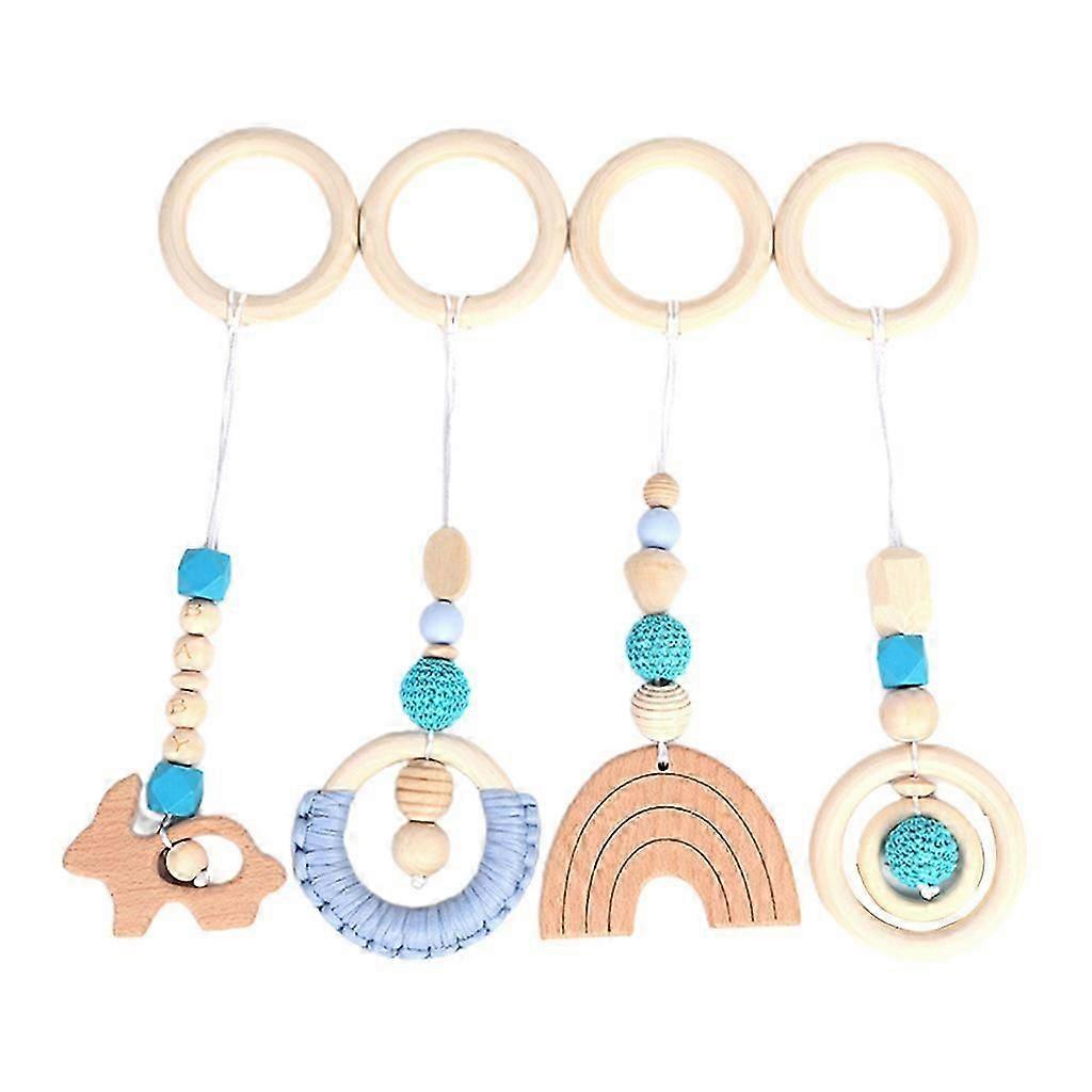 4 יח '/סט תינוק למשחק חדר כושר מסגרת טיולון תלוי תליון טבעת עץ שיניים m