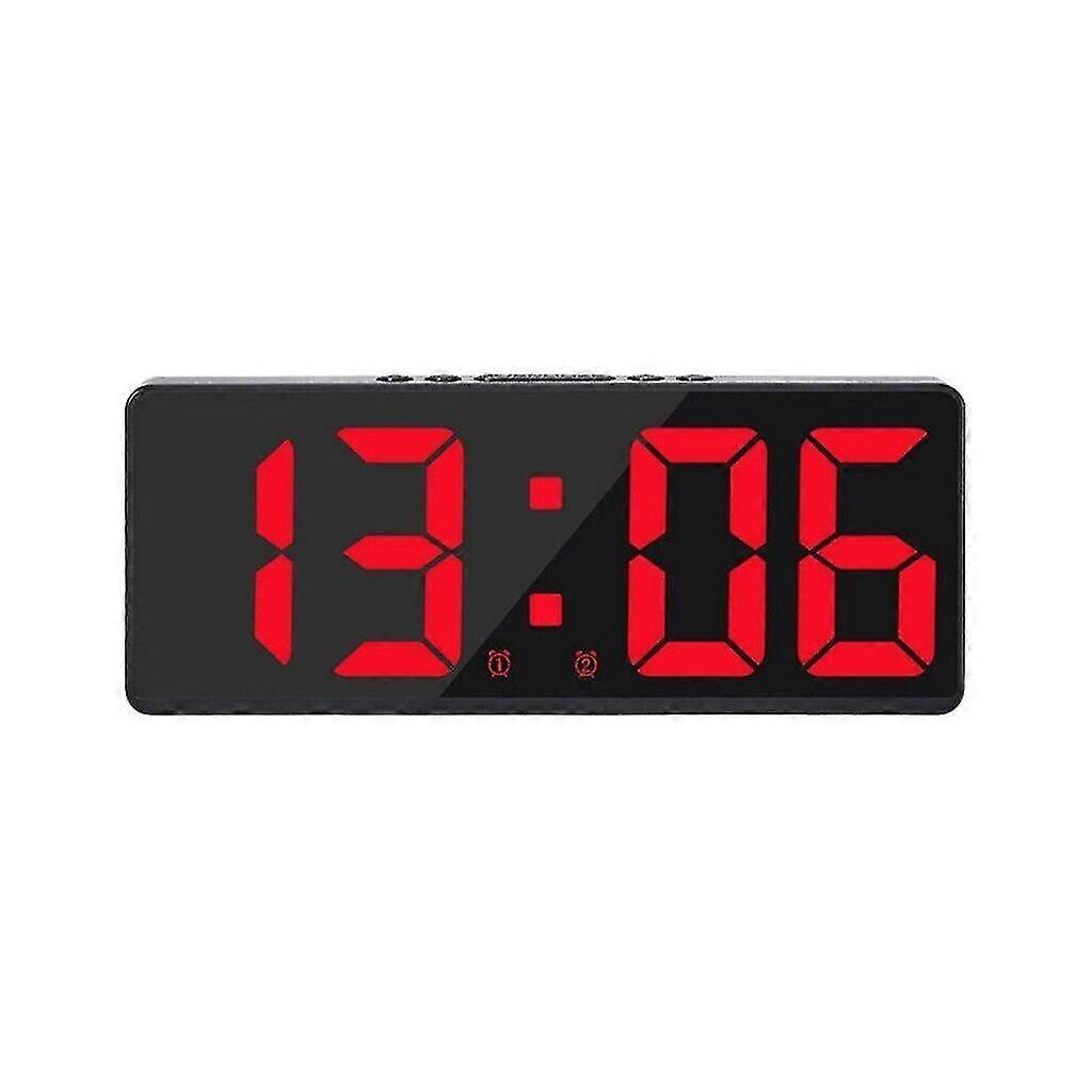 Electric Digital Led Alarm Clock Mains Battery Mirror Temperature Display New