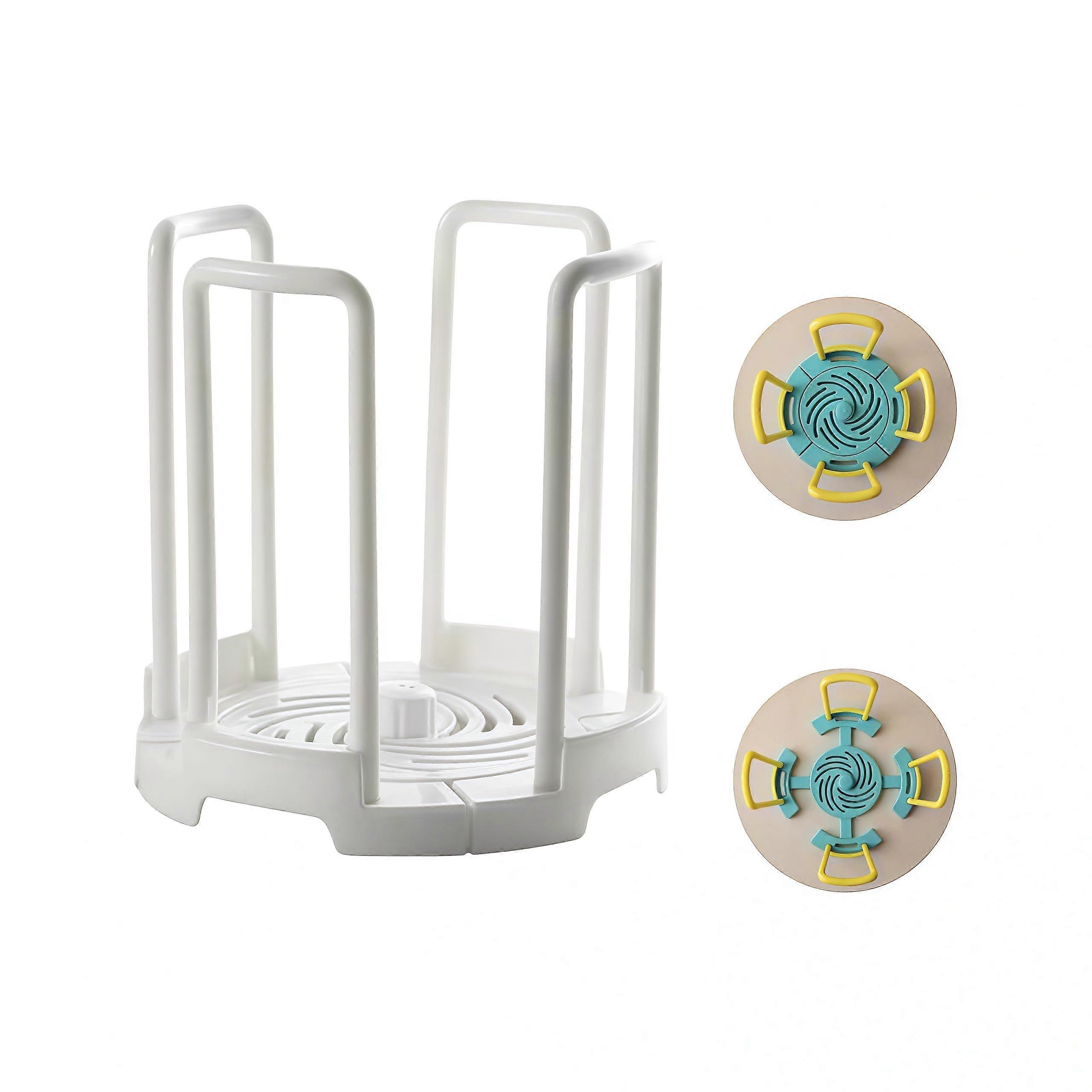 Adjustable Bowl Rack For Kitchen Cabinet Drawer, Expandable Dish Organizer For Bowls And Plates, Open Design, White