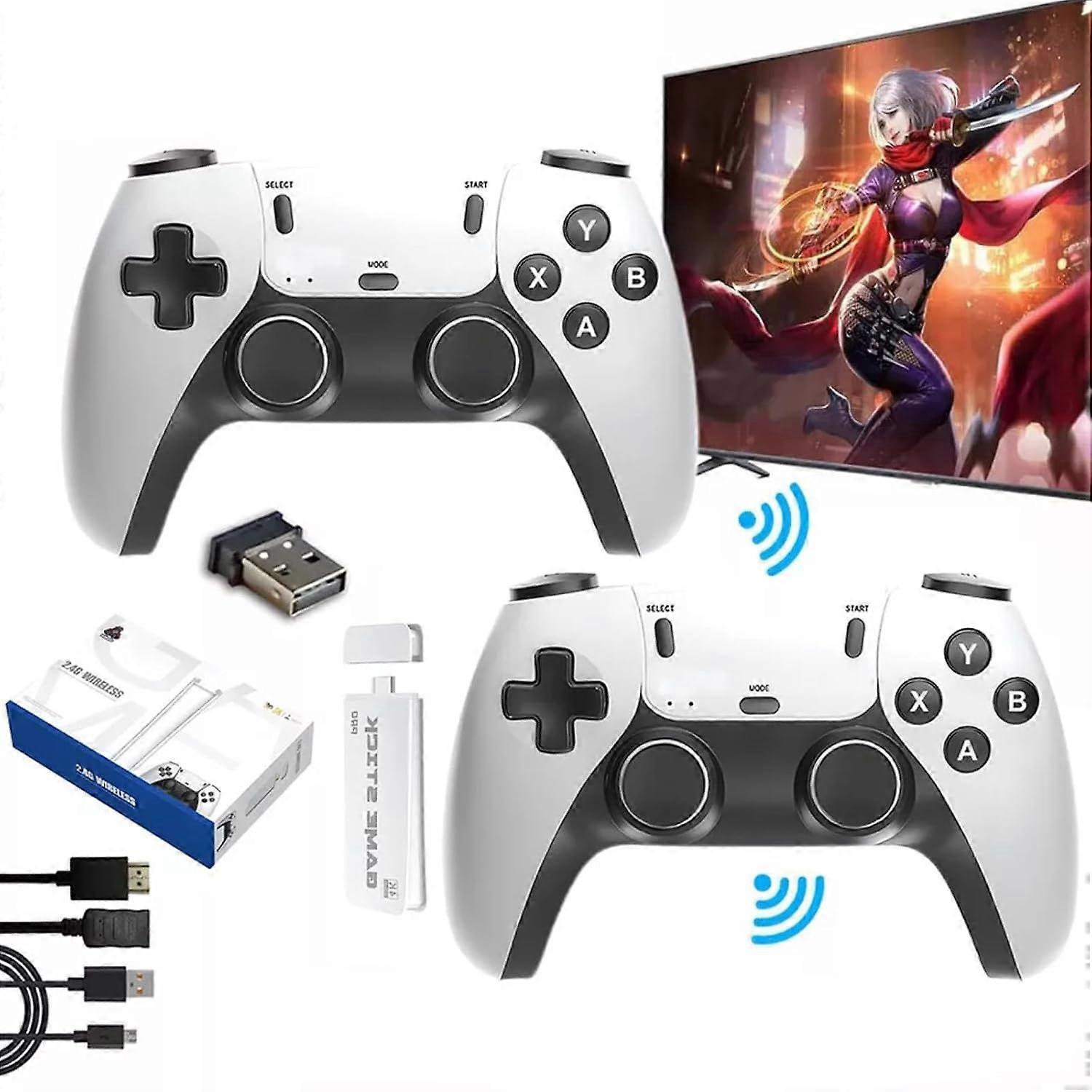 2025 Latest Model 4K HDMI Wireless Retro Game Console Stick Plug & Play 20000+ Video Games Stick +2X Wireless Controllers (64G)