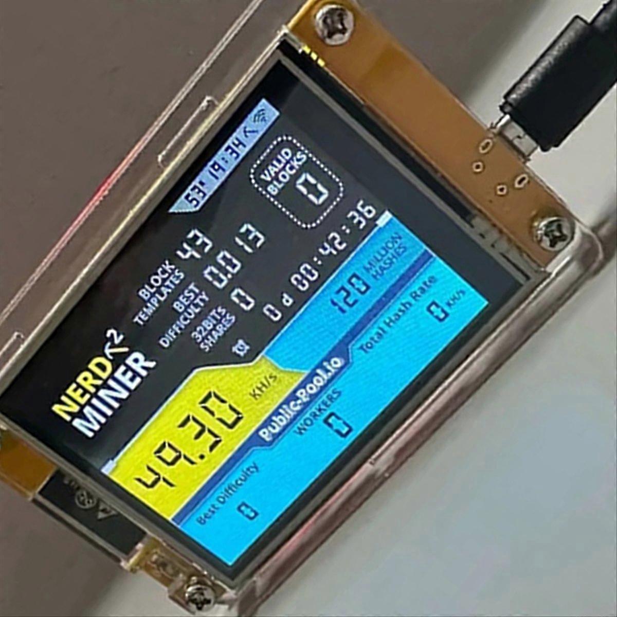 OEMGMINER NerdMiner V2 Pro 250 KH/s T-Display S3 Bitcoin Solo Lottery Miner Win 3.125 BTC Avec Faible Consommation D'énergie - Connexion WiFi Et Alimentation USB-C (NerdMiner V2 Pro-Black