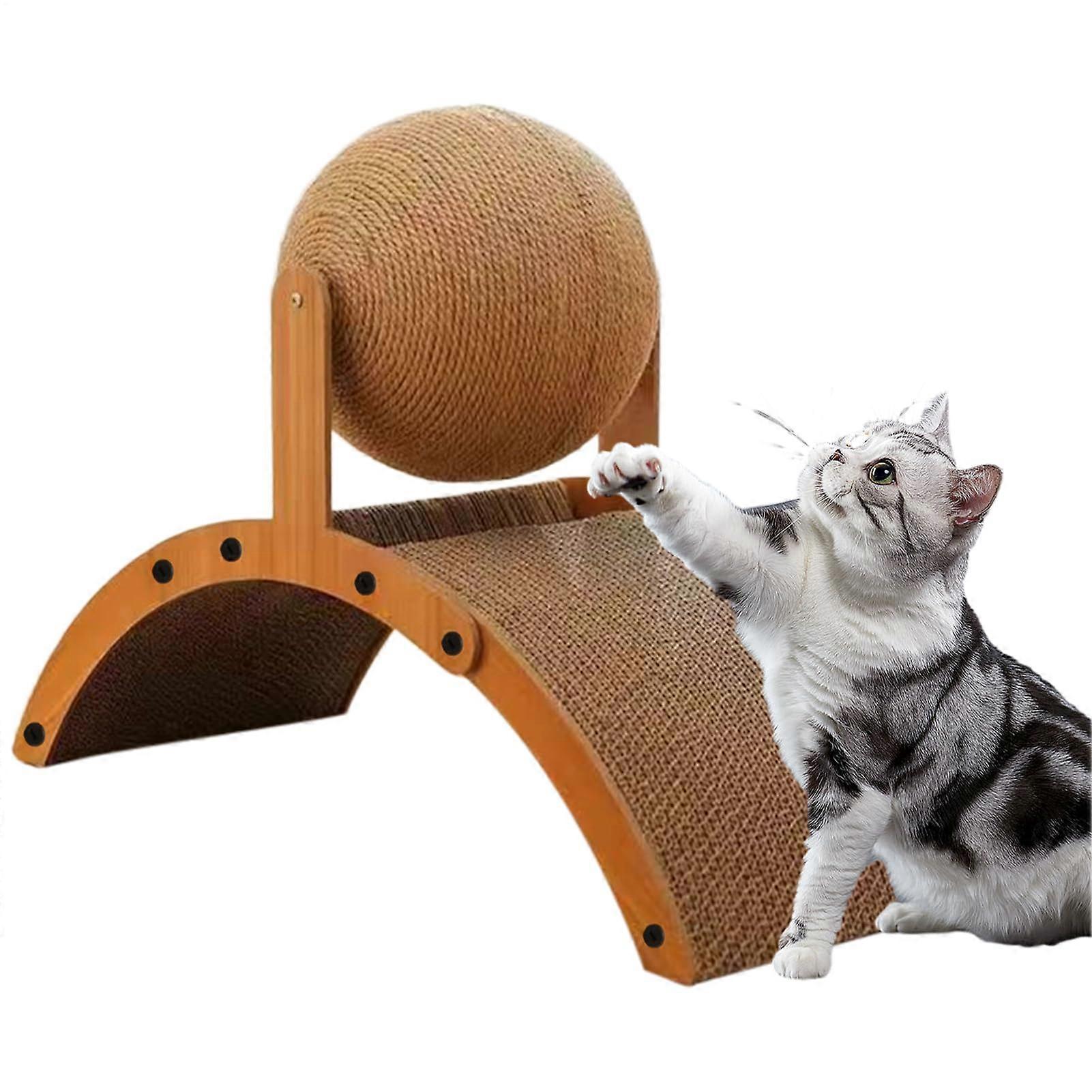 Cats Scratching Post Interactive Kitten Toy With Corrugated Base Vertical Scratcher For Apartment Play Multi Cat Senior