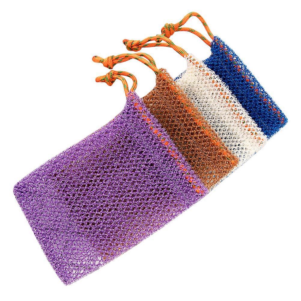 Nylon Soap Scrubber Bag for Exfoliating Body 4Pcs Assorted Color with Drawstring