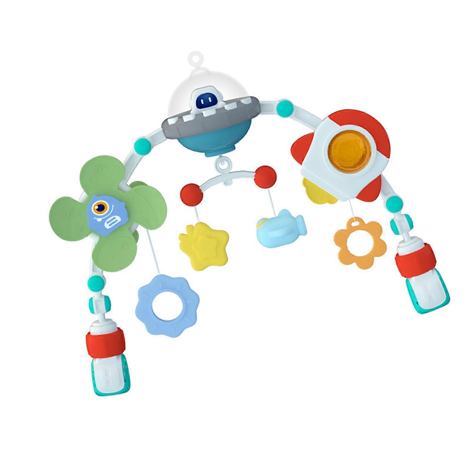 Adjustable Crib Hanging Mobile Toy Space Theme Design Clamp Mount Secure Play Arch Toy For Stroller Pushchair Use Multicolor