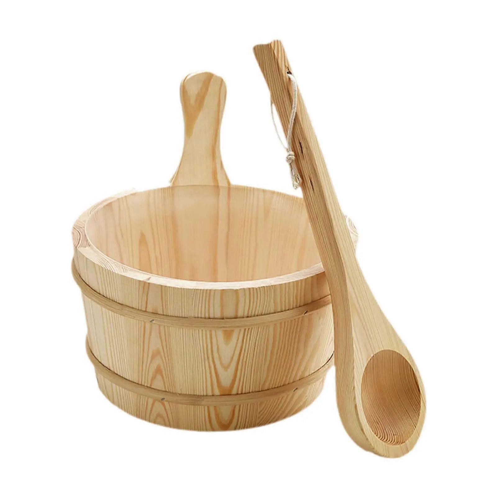 Multipurpose Practical Sauna Water Bucket and Ladle 4L Large Capacity Steaming Bathroom Tool Tub Barrels Enduring Multicolor