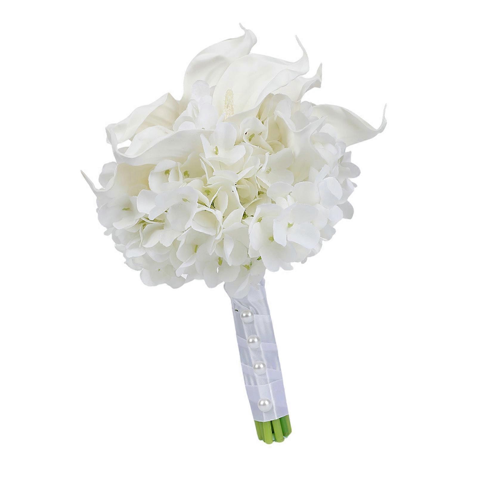 User Friendly Silk Hydrangea Calla Lilies Artificial Wedding Bouquets For Bride Efficient Floral Arrangement Multicolor