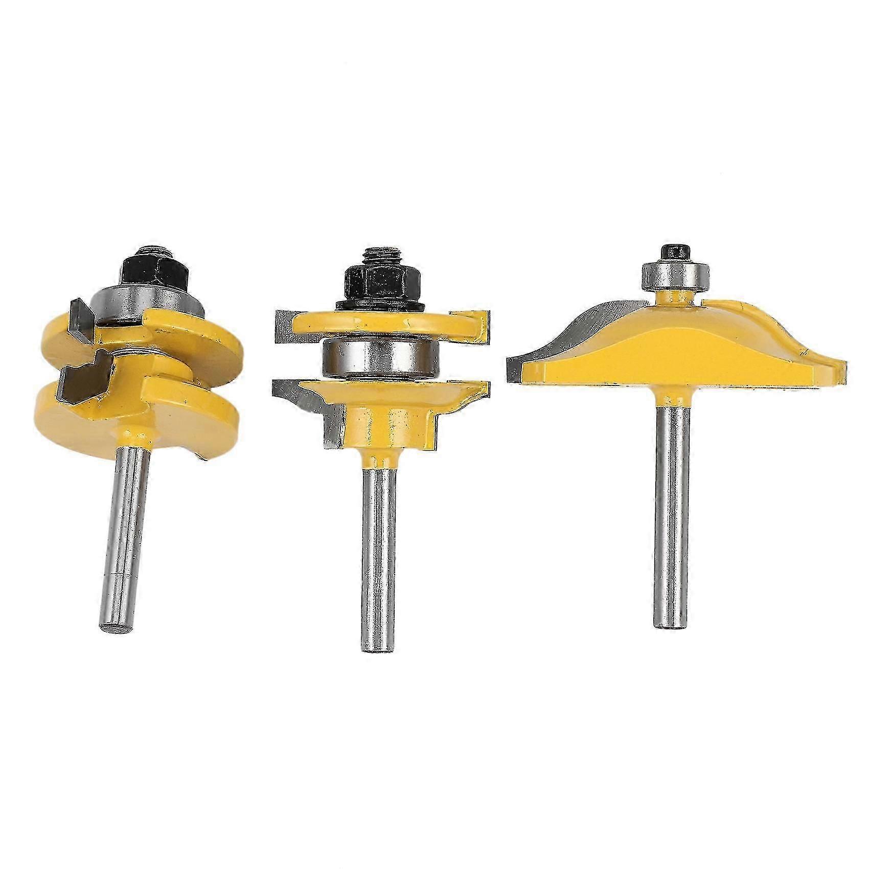 3pc1/4 Shank Raised Panel Cabinet Door Router Bit Set - 3 Bit Ogee Woodworking Cutter Woodworking R-haoyi