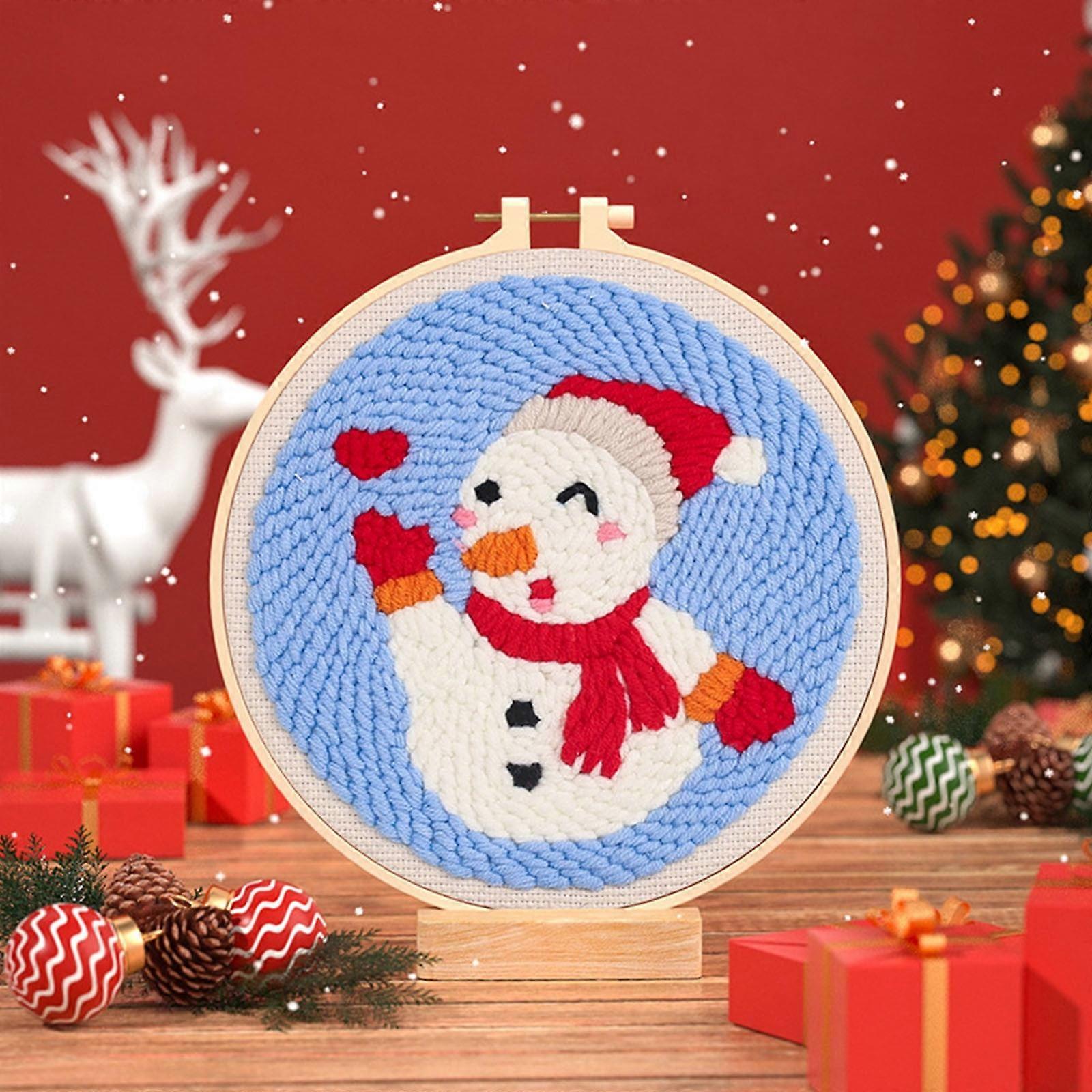 Quinlirra Clearance Christmas Embroidery Kit with Patterns, Instructions, Hoops, Threads, Scissors & Needles - Compatible with Beginners & Adults