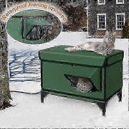 heated cat house for winter with thermal insulation