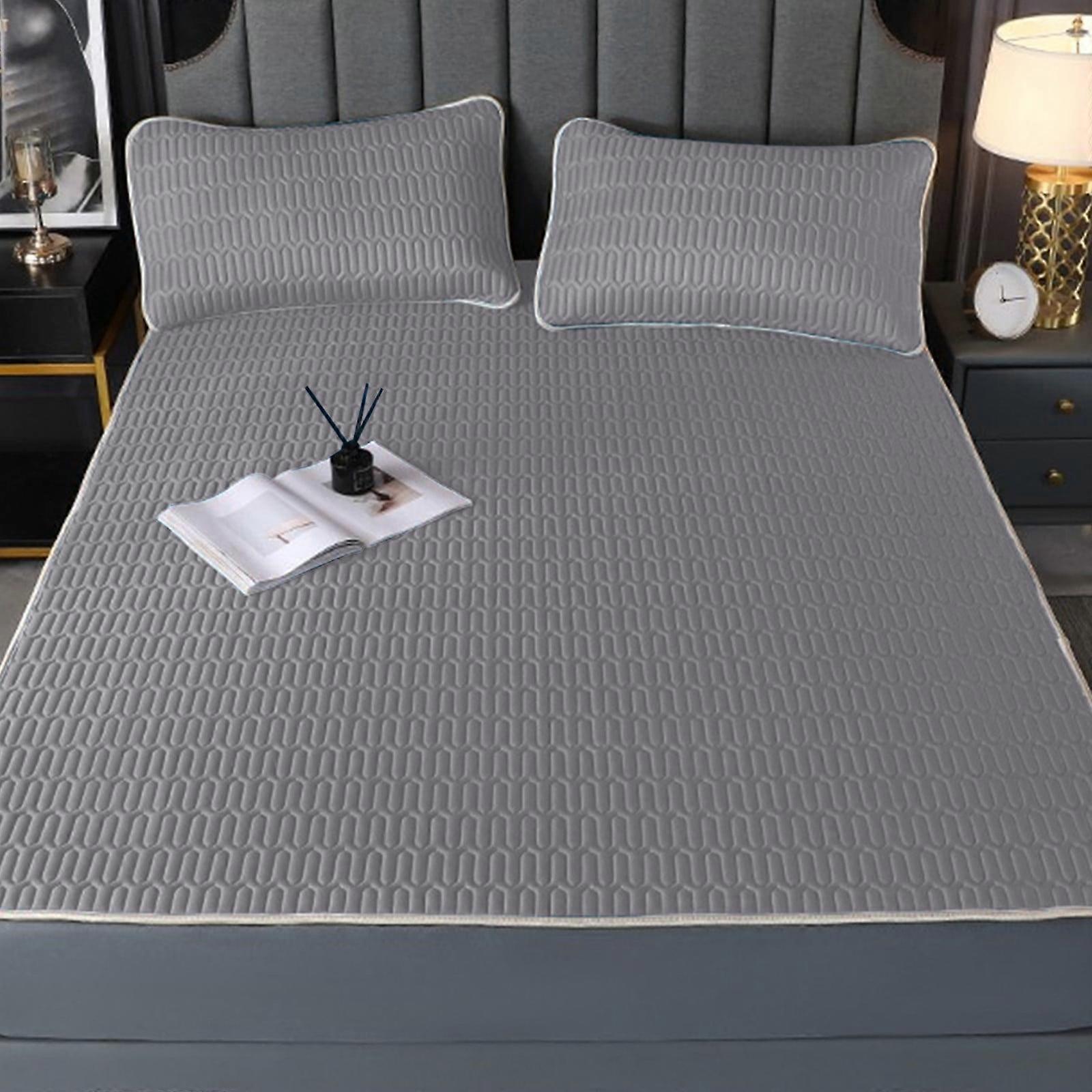 Luckky Natural Emulsion Mattress Topper - Breathable, Supportive Foam with 3-Piece Dark Gray Sheet Set (Compatible with Standard Beds)