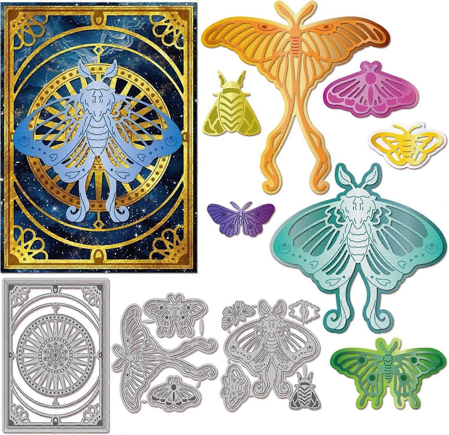 Tarot Card Frame Cutting Dies for DIY Scrapbooking Metal Animals Cut Dies Mysterious Moth Die Cuts for Card Making Embossing