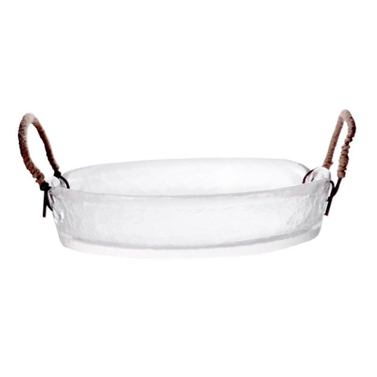 Glass Dessert Bowl with Dual Handles, Transparent Sturdy Design for Salads, Snacks and Parties