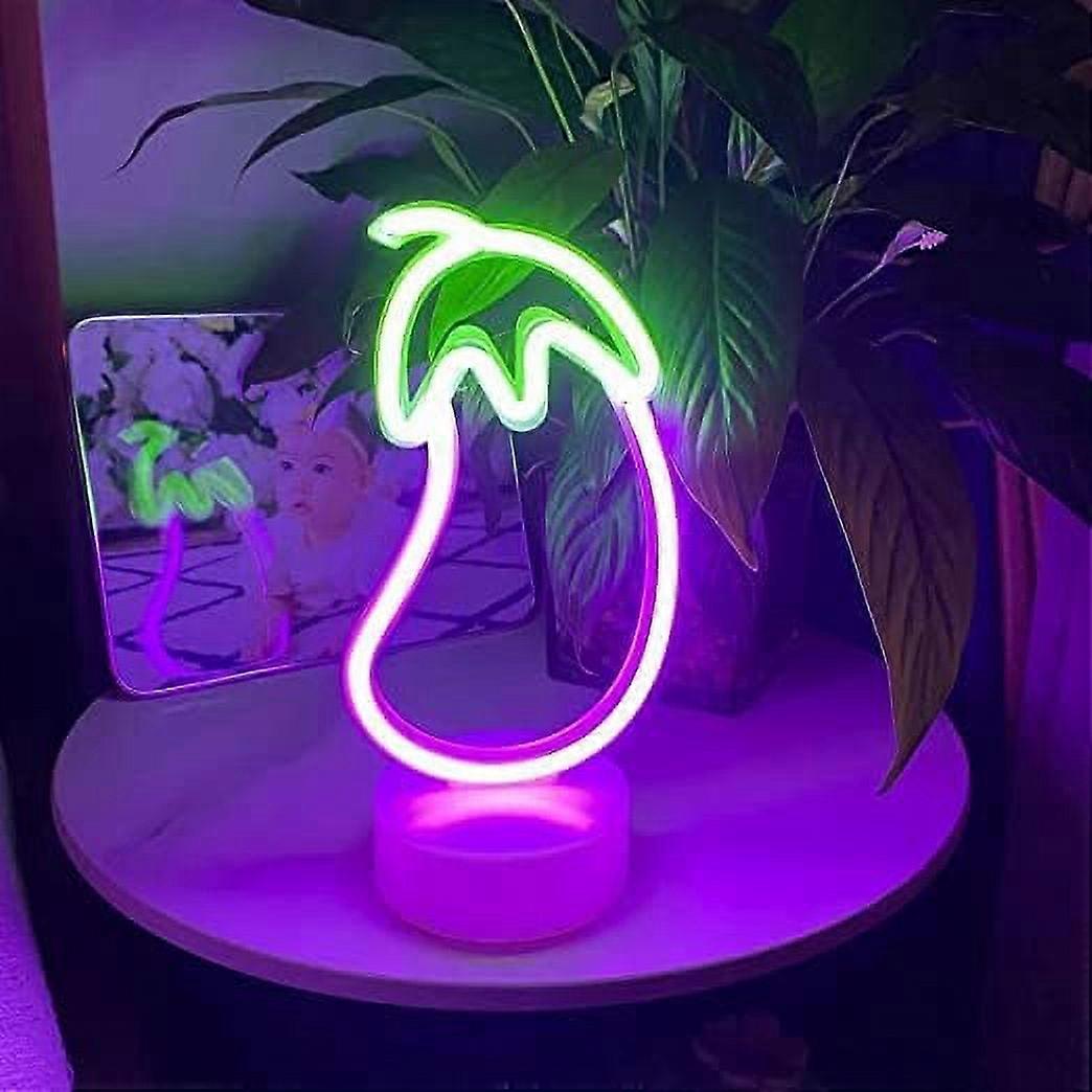 LINLIN Green Cactus LED Neon Light Sign with Holder Base, Battery/USB Powered Table Lamp for Room, Party, Dorm Decor
