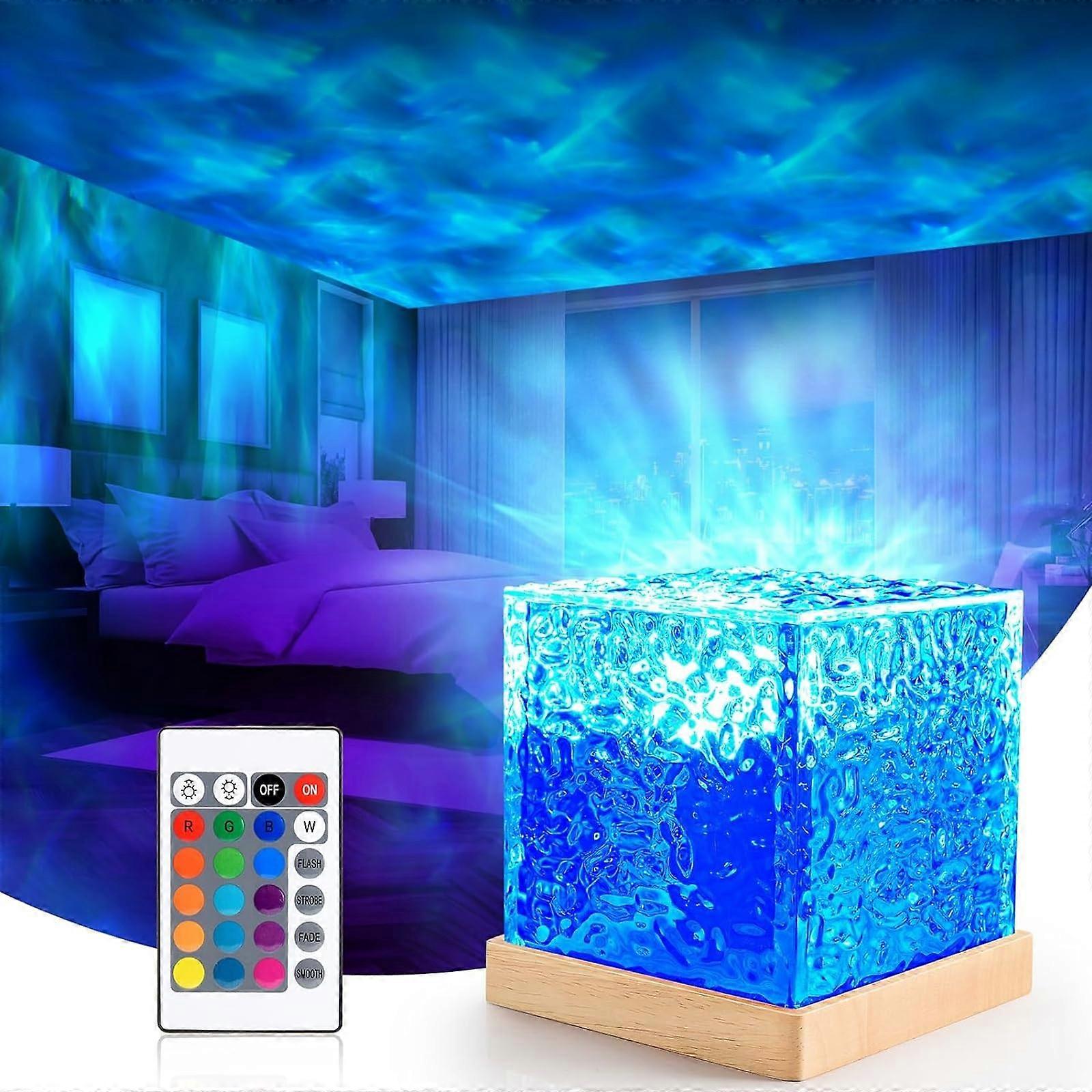 Ocean Wave Projector with Dynamic Effects, 16Color Remote Control Water Ripple Lamp for Bedroom, Party