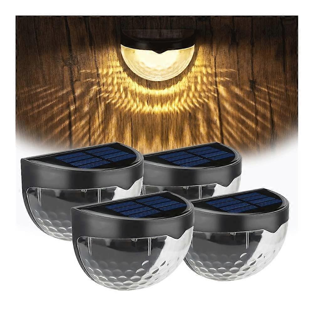 4Pack Solar Deck and Step Lights Outdoor Waterproof Warm Glow with Automatic Sensor for Garden