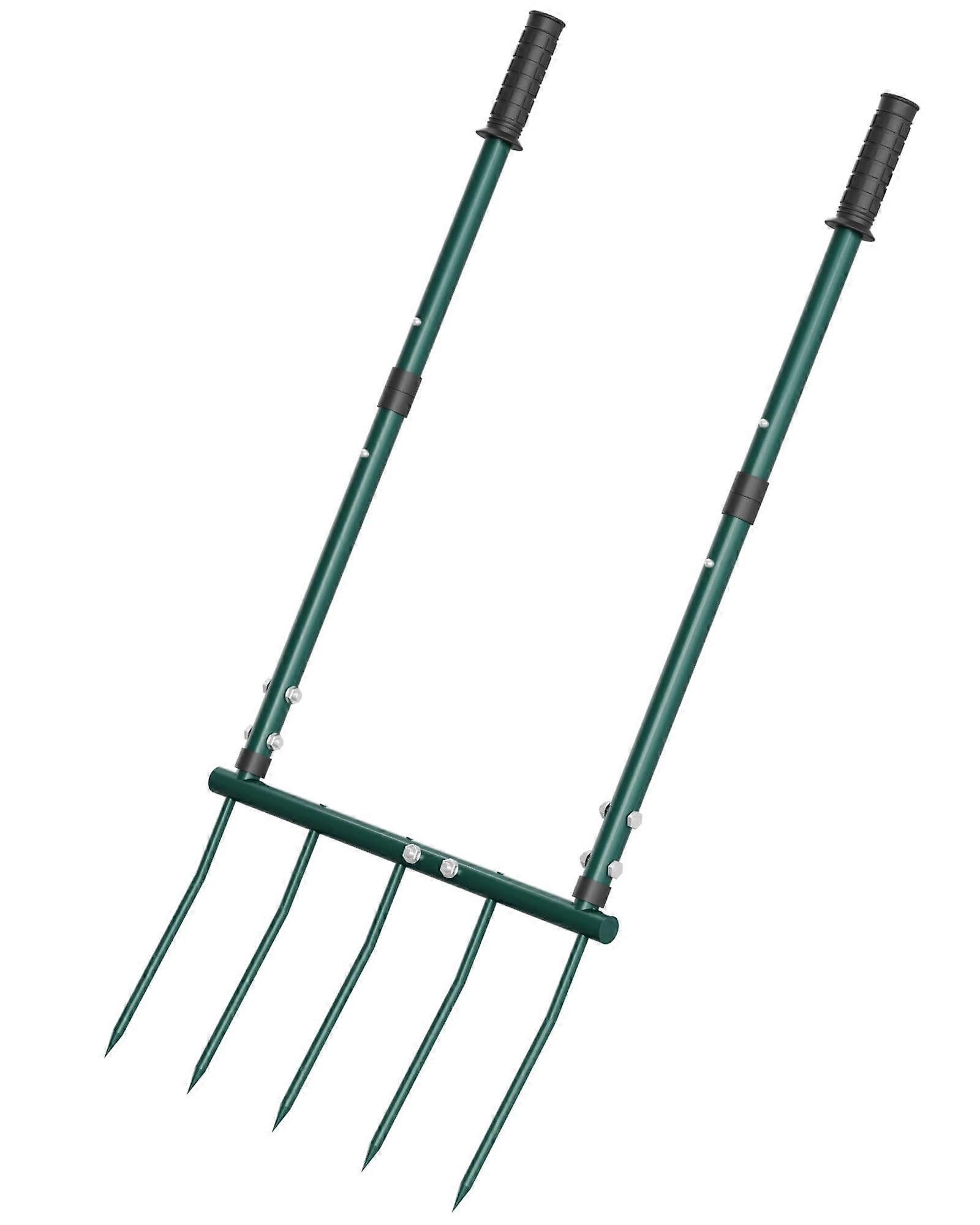 Heavy Duty Broadfork Garden Tool 5 Tines Pitchfork for Aerating Clay Soil with Ergonomic UShaped Frame