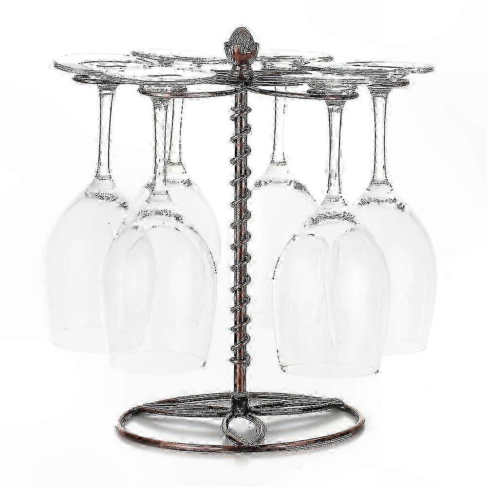 Wine Glass Storage Rack for 6 Stemware - Free-Standing Display and Drying Stand