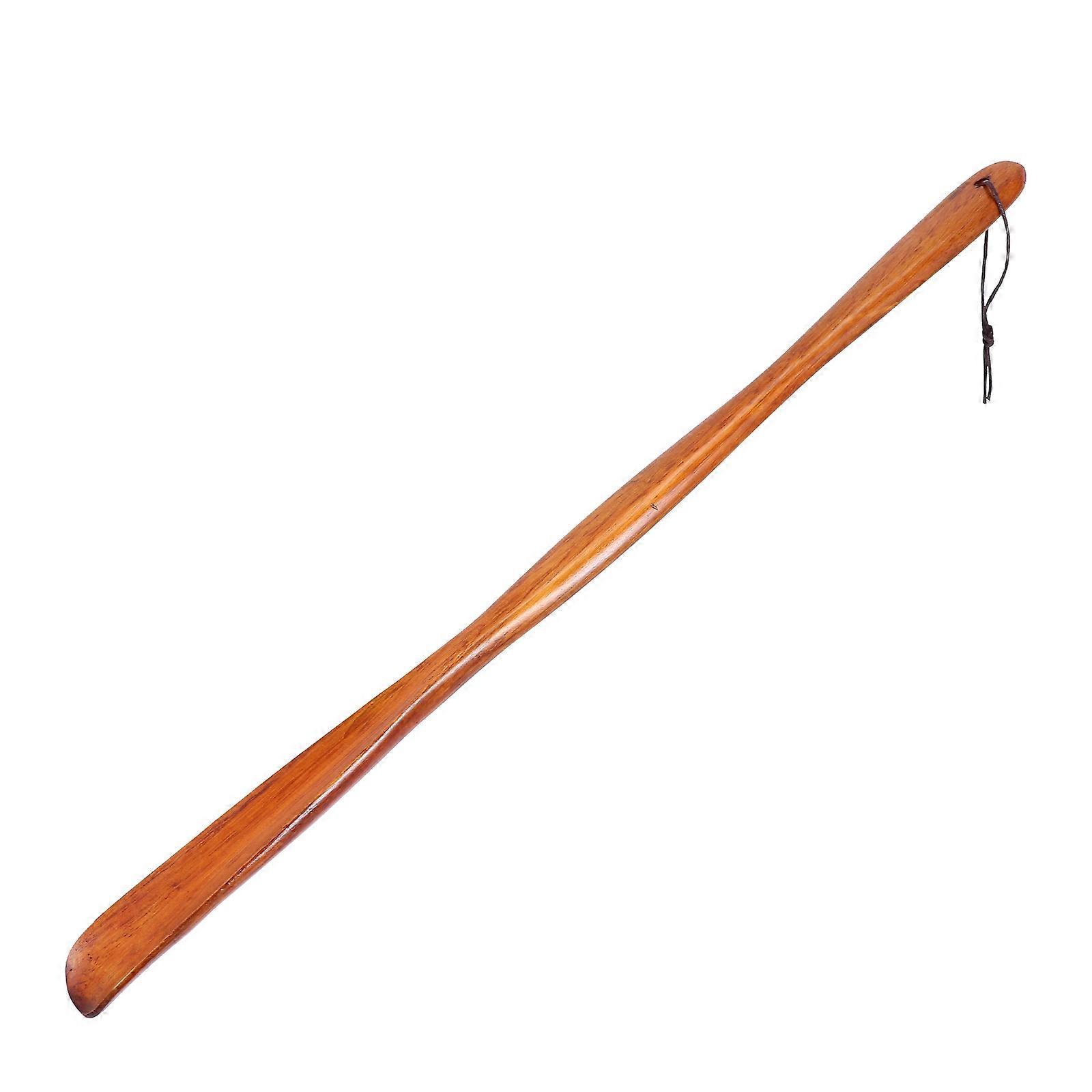 Portable Shoehorn with Long Handle Made of Synthetic Material for Use Coffee Color