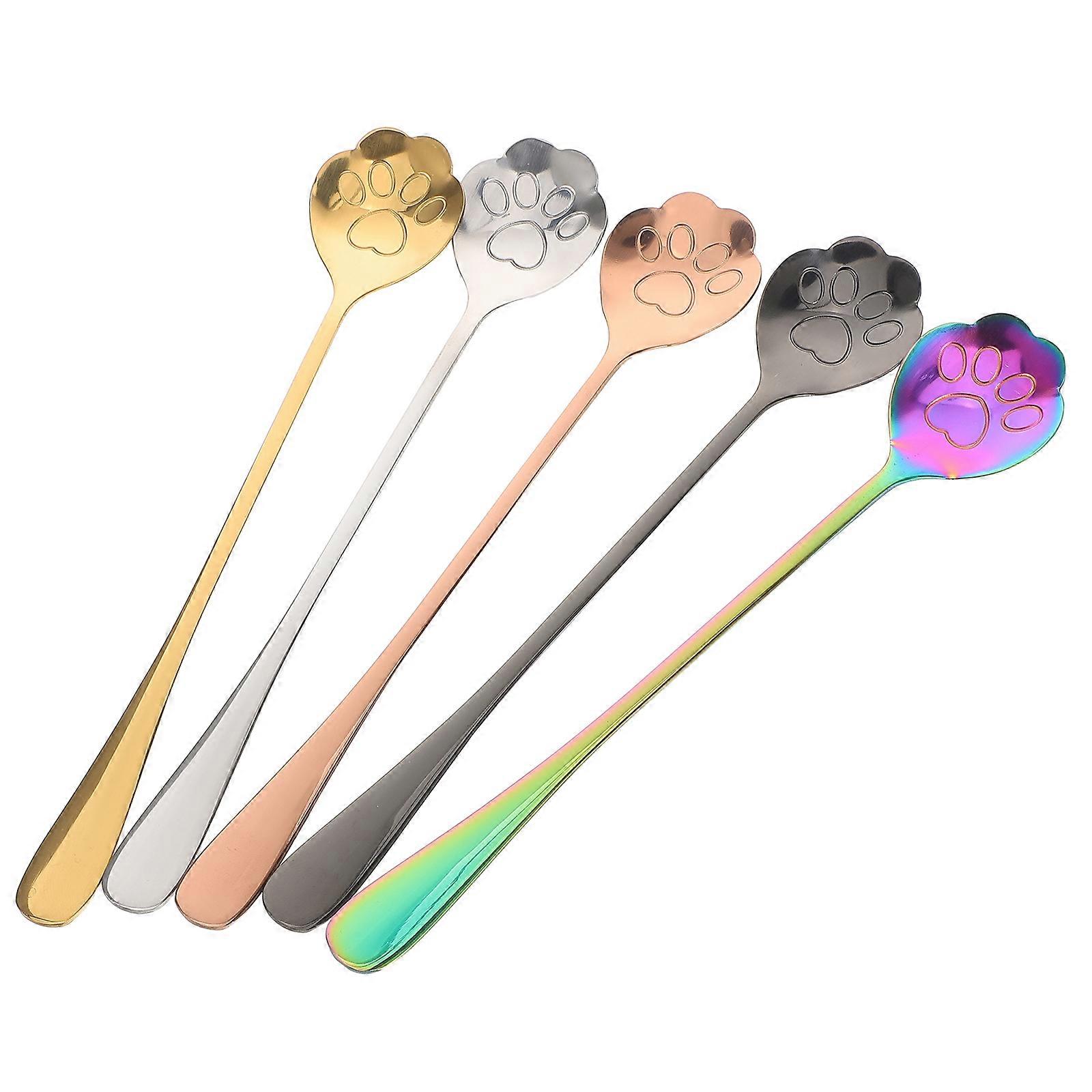 Cat Coffee Spoon Stainless Steel for Stirring 5Pcs Long Handle Spoon