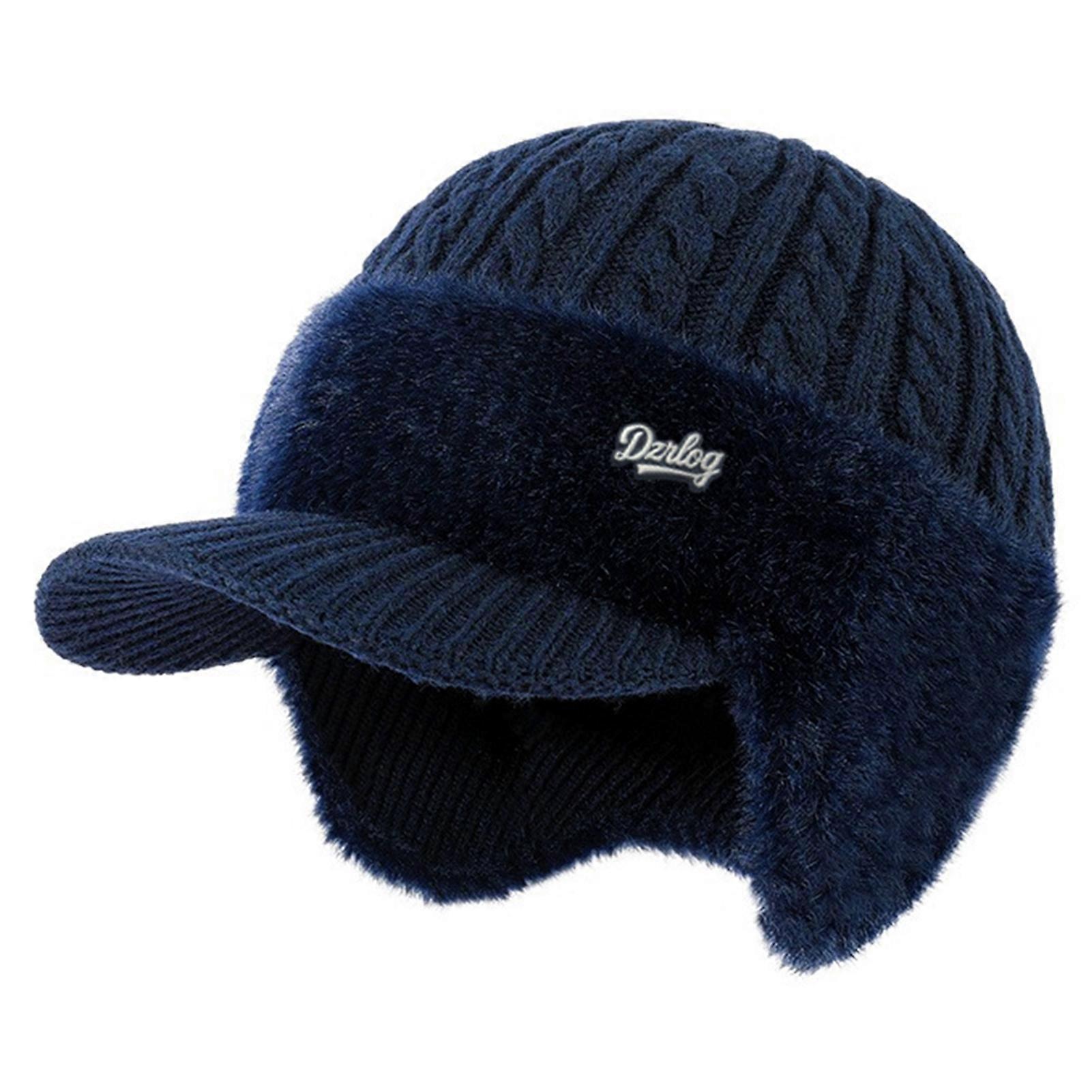 Blocking Knitted Hats with Ear Flaps Wool Brim Dad Winter Present