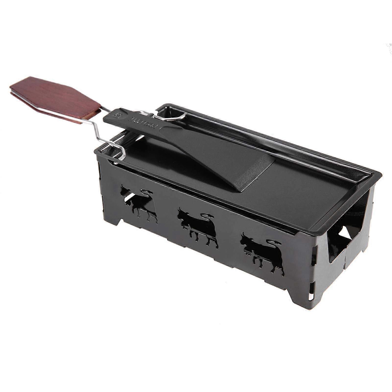 Raclette Cheese Melter Nonstick Pan with Spatula and Foldable Handle for Home and Outdoor Use