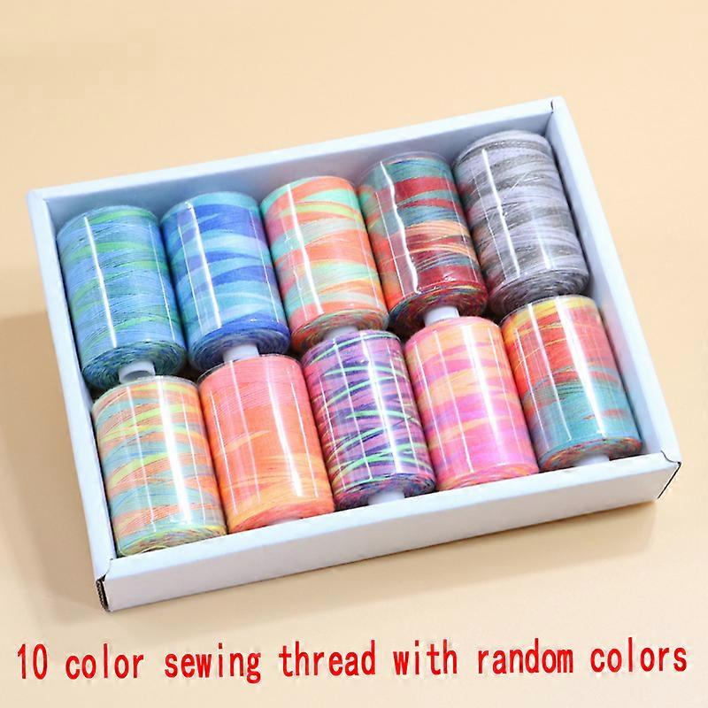 10 Color Large Size Seven Color Polyester Sewing Thread for Household Multifunctional Gradient 402 Hand Sewing Thread 1 Box