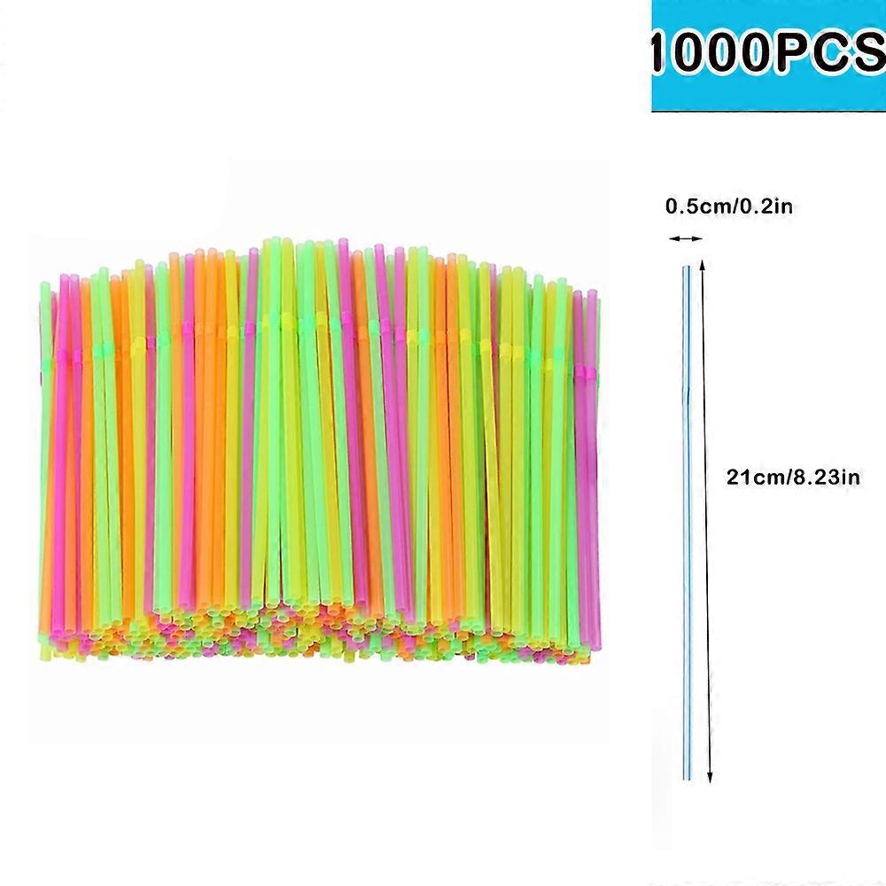 1000 Pcs Colorful Plastic Long Disposable Drinking Straws