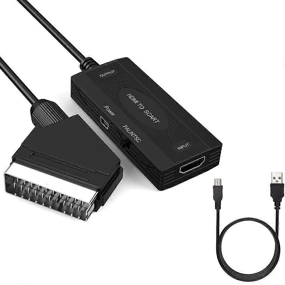HDMI to SCART Video Converter 1080P HD Adapter With Cables NTSC PAL Support Video and Audio Over SCART