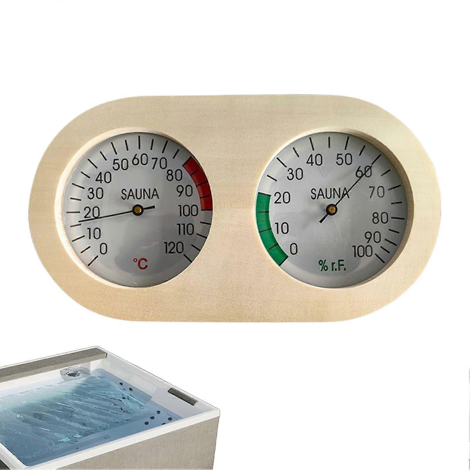 Temperature and Humidity Monitor Indoor Sauna Humidity Reader For Home WoodStyle Housing Easy To Read Display WallMount