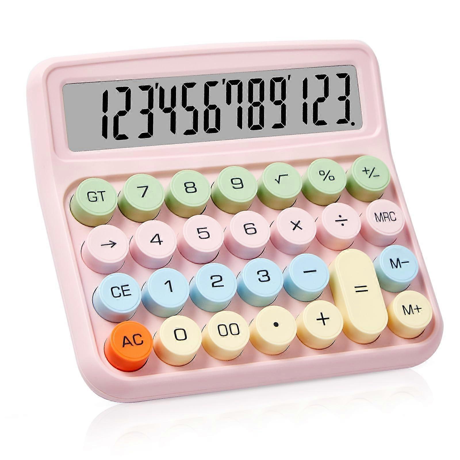 Desktop Calculator with Large 12Digit LCD Display, Big Buttons, Auto Power Saving, Pink for Office and School