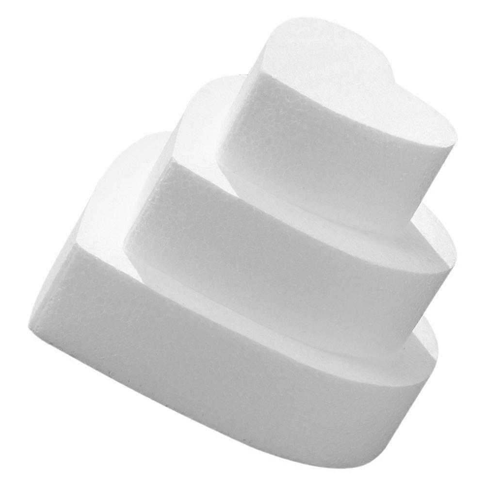 Cake Model Heart Shaped Foam Practice Dummy for Decorating 3Pcs