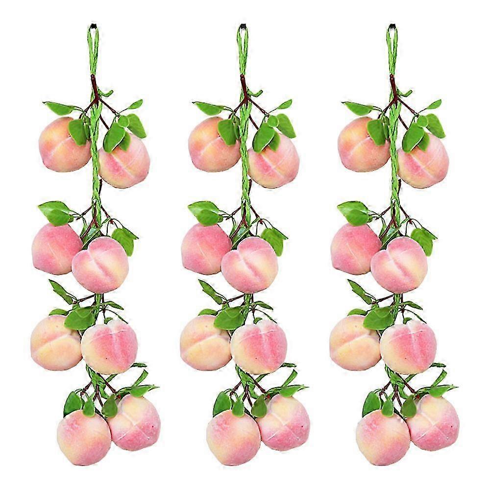 25-26 3pcs Simulation Fruit Peach Hanging String Fake Peach String Fruit Strings