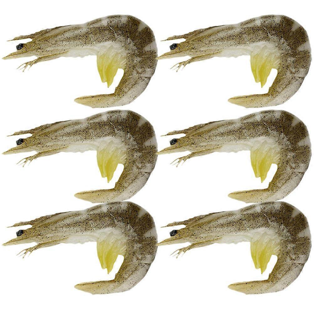 Simulated Shrimp Model PVC Food Props for Decoration 6Pcs Set