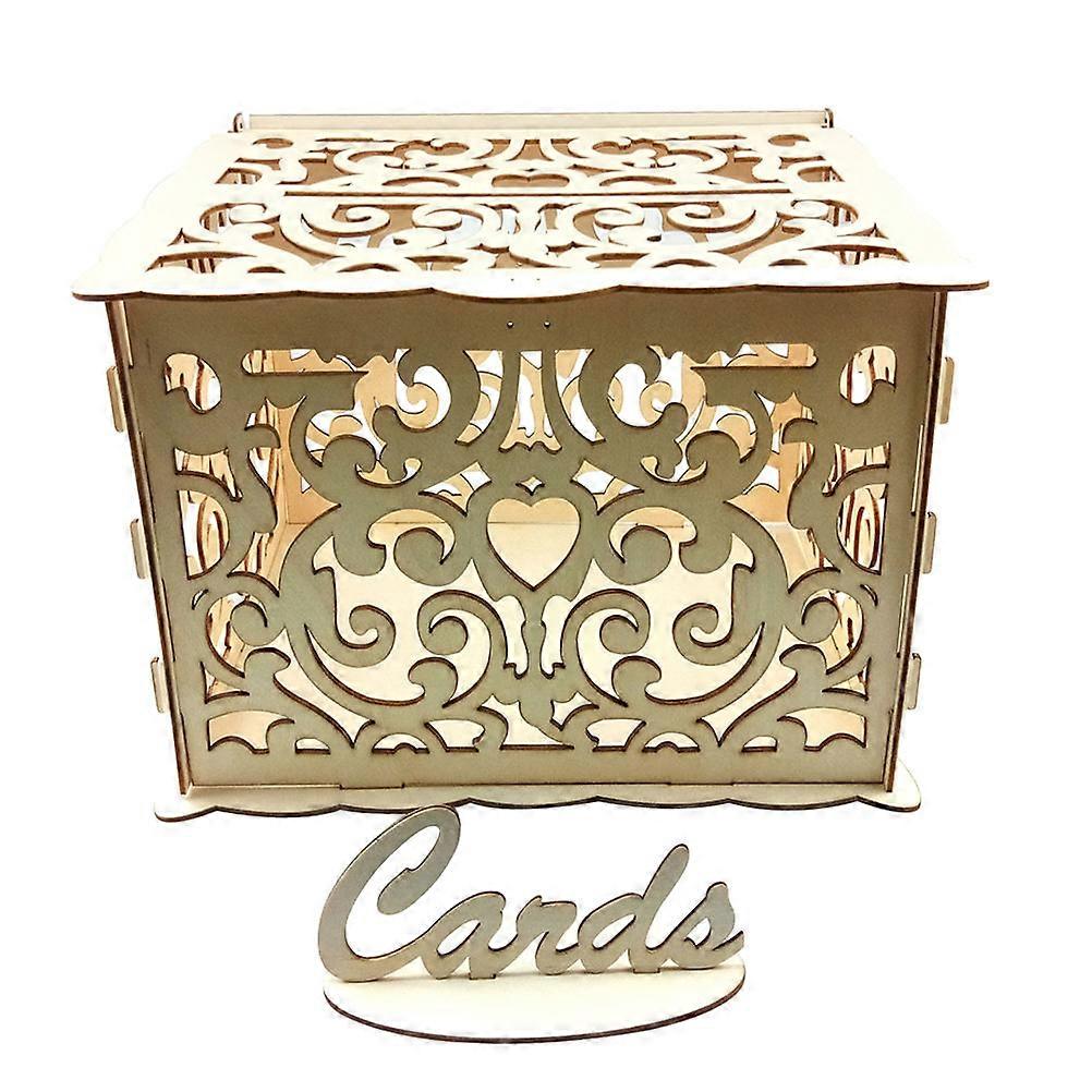 Wedding Cards Box Wooden Cards Case for Storage Pattern 2