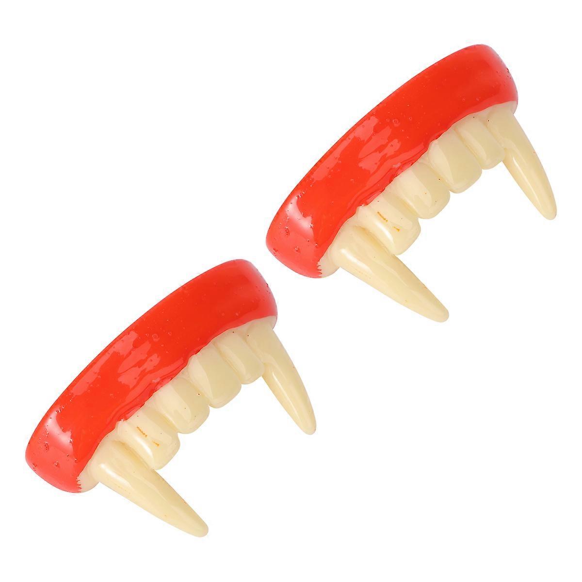 Halloween Vampire Fangs Red Teeth Model for 2Pcs Cosplay Use