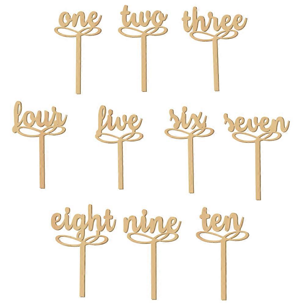 Khaki Wood Table Number Sticks for Weddings and Events Made of Synthetic Material Set of 10