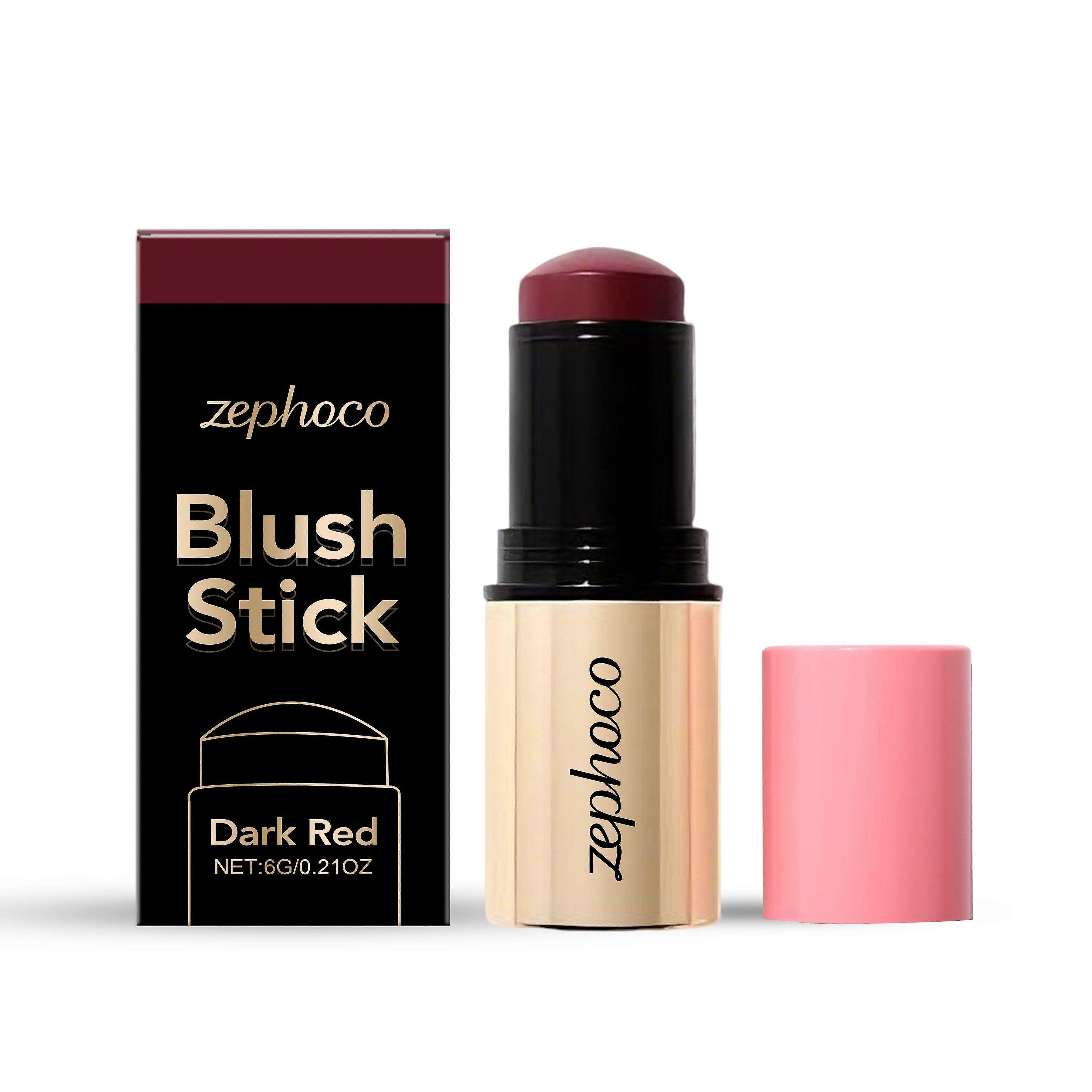 Zephoco Dark Red Moisturizing Blush Stick Daily Commuting Dating Atmosphere Makeup Easy Push-On Color Makeup