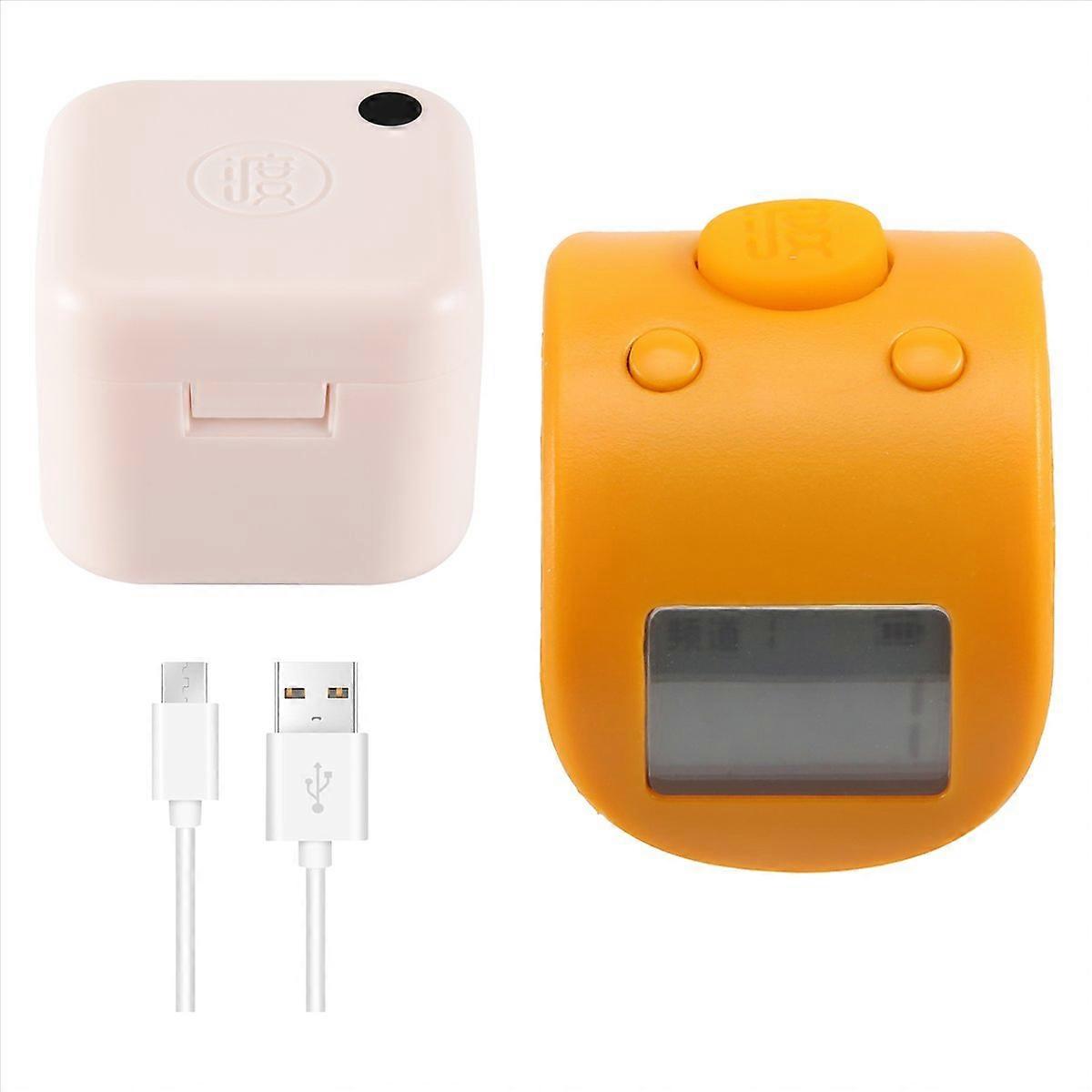 Mini Digital LCD Electronic Finger Ring Hand Tally Counter-Yellow