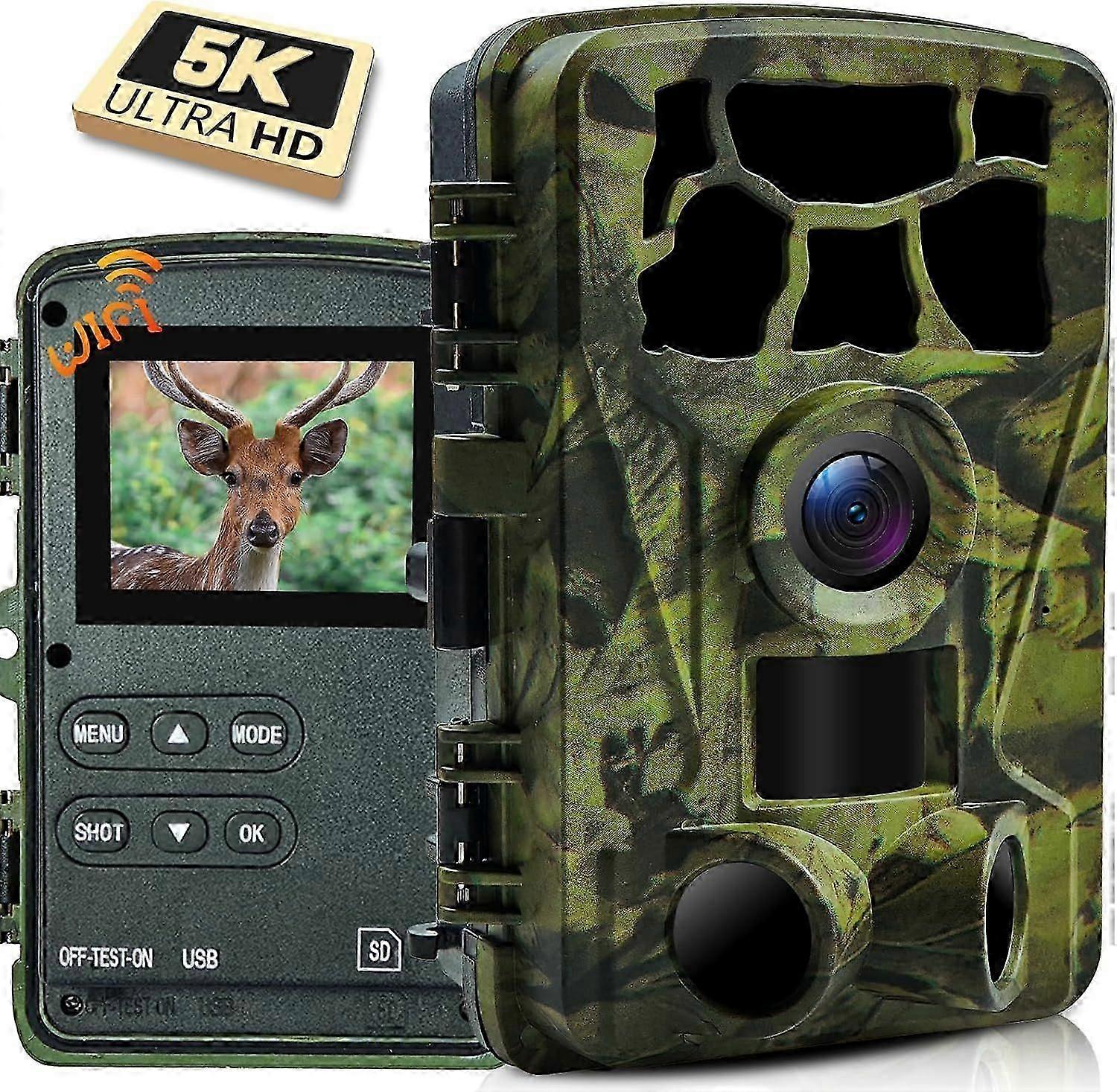 2025 Latest Model 5K Trail Camera, WIFI 60MP Camera, 64GB SD Card, APP Control