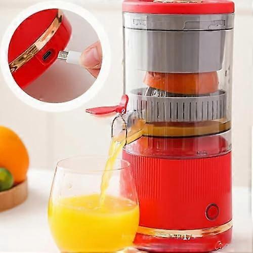 Electric Juicer with Fully Automatic Juicing, USB Rechargeable Portable Lemon and Fruit Squeezer (Red)