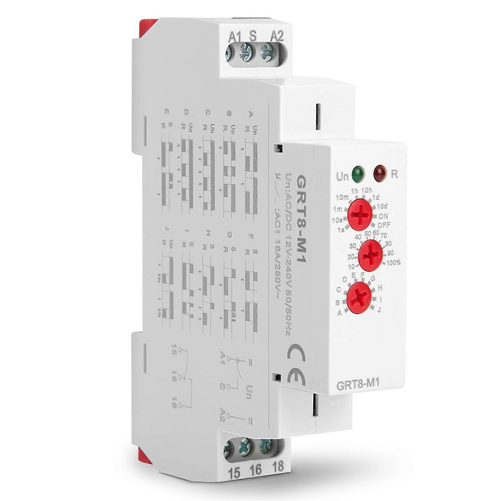 Time Delay Relay DIN Rail Mount Adjustable Multifunction Timer AC/DC 12V240V 10 Functions
