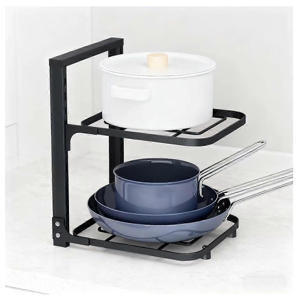 Pot and Pan Organizer with Height Adjustable Shelves for Under Cabinet Space Saving Storage
